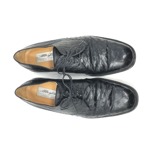 Mezlan Platinum Oxfords Shoes Sz 9.5 Black Ostrich main image 4